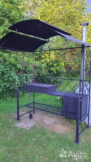 Мангал с крышей и печкой