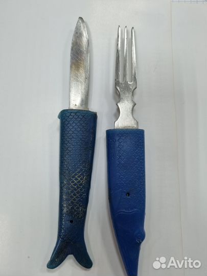 Нож-рыбка, нож-щука, нож-вилка щука. Синий