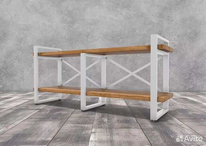 Тумба под тв Айсберг Лофт 120 белый/дуб крафт таба