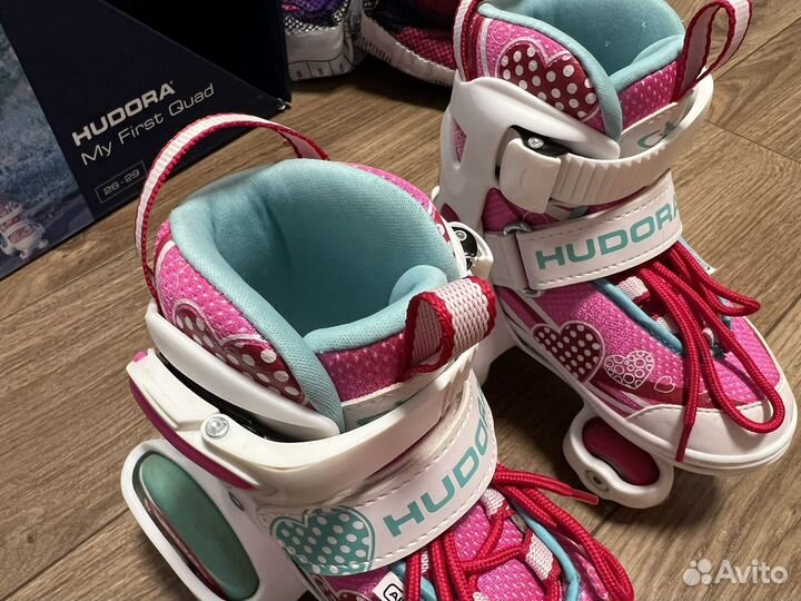 Детские ролики - квады Hudora + комплект защиты
