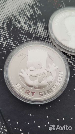 Барт, Гомер и Мардж Симпсоны. Серебро 9999 Ag