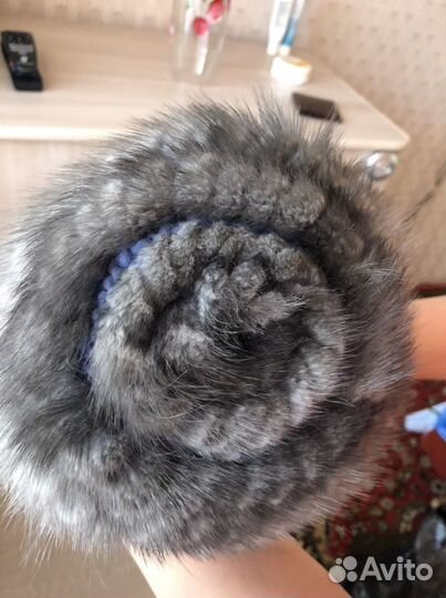 Шапка норковая, вязанная, на подкладе