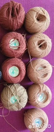 Нитки х/б, полиэстер, пряжа акрил, шерсть