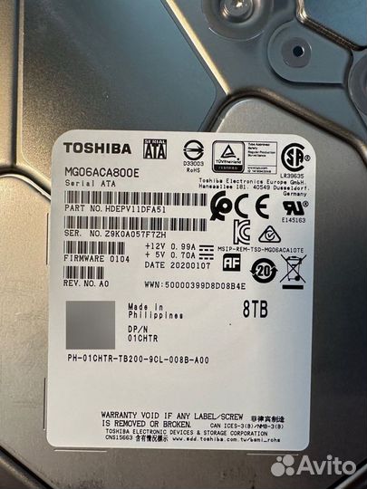 Жесткий диск Toshiba MG 8 тб MG06ACA800E