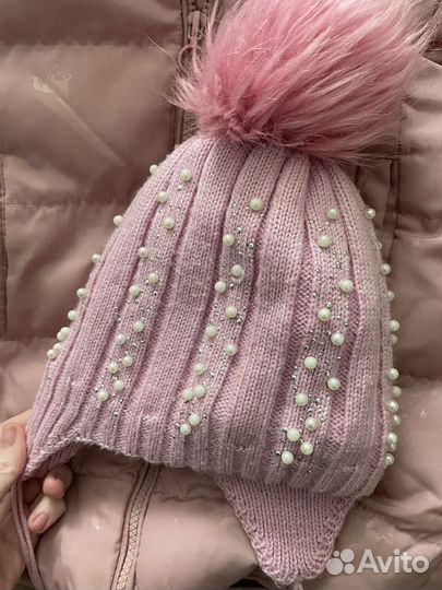 Зимняя куртка пуховик и шапка на девочку