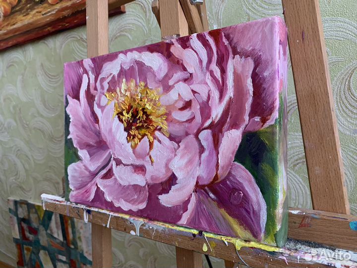 Картина масло холст « Пион»