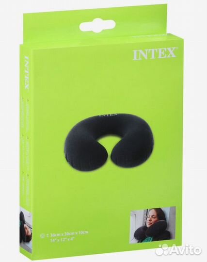 Подушка туристическая,36х30х10см, intex 68675