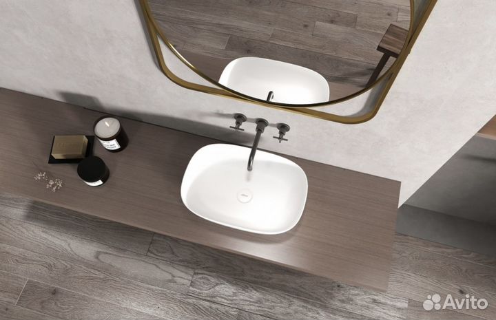 Раковина накладная белая матовая