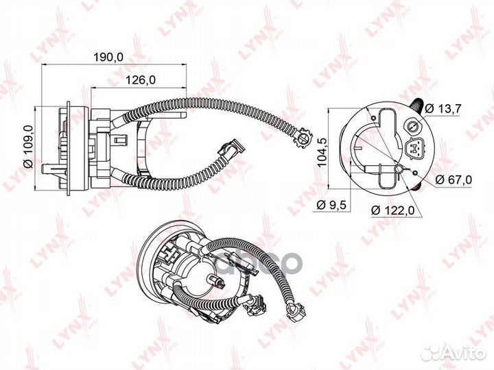 Фильтр топливный LF951M lynxauto