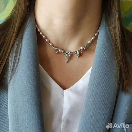 Колье чокер из жемчуга