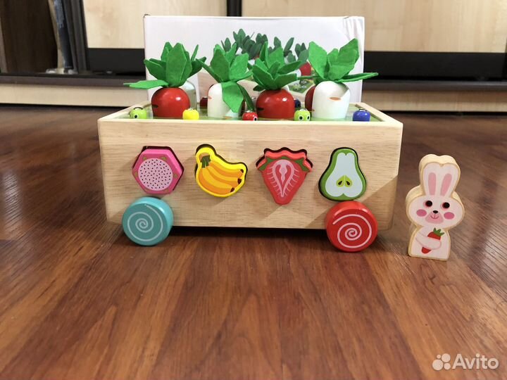 Деревяный сортер грядка на колёсиках