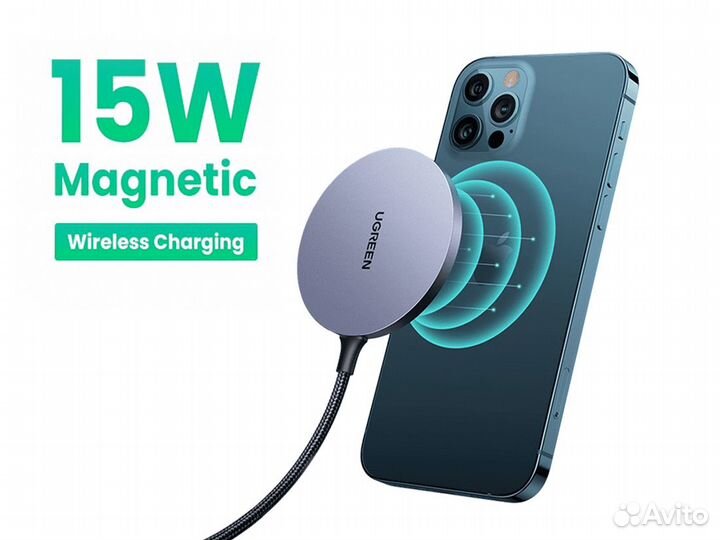 Ugreen Qi 15W Apple MagSafe зарядка iPhone AirPods