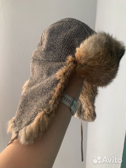 Шапка ушанка для мальчика из кролика