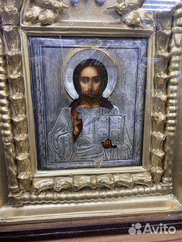 Икона Господь Вседержитель оклад серебро 84 пробы