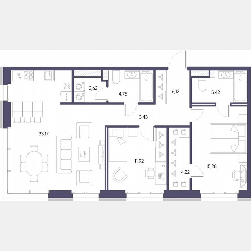 2-к. квартира, 86,9 м², 8/9 эт.