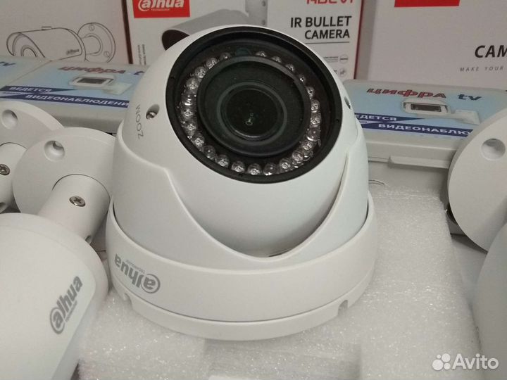Комплект видеонаблюдения 4Мп Dahua 6 камер zoom 4x
