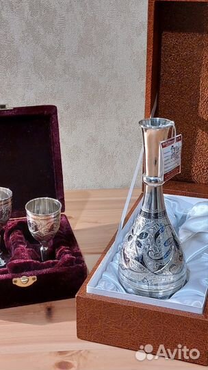 Ваза/рюмки Серебро Кубачи гравировка