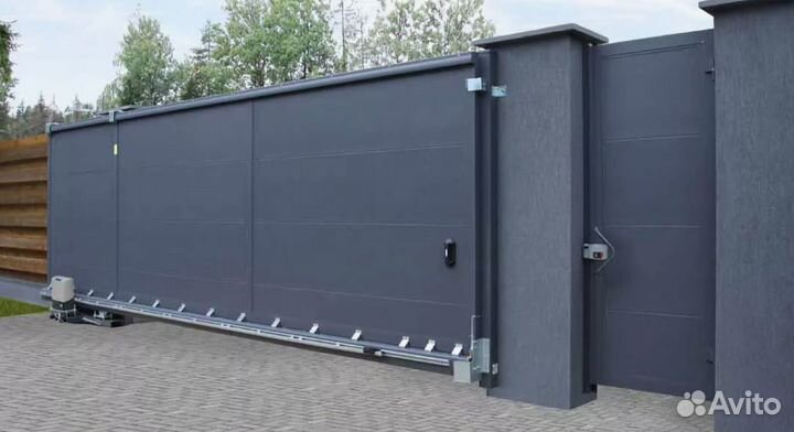 Откатные ворота на гараж профлист 0,7 м гарант