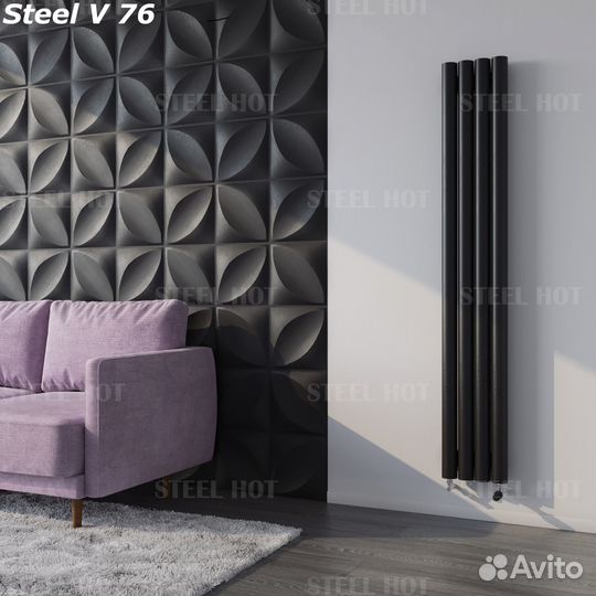 Вертикальный дизайнерский радиатор Steel-Hot от за