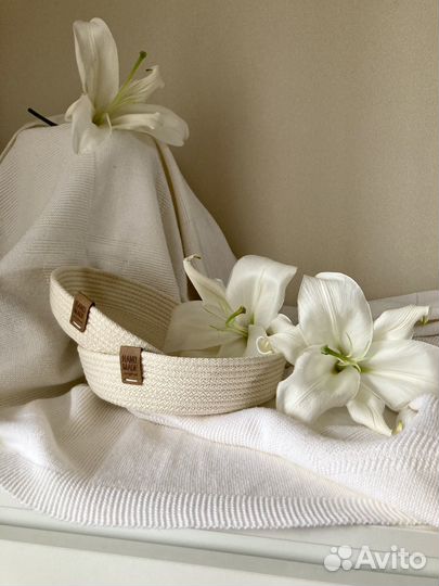 Интерьерная корзина из шнура