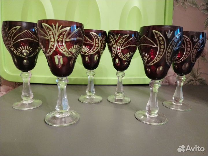 Хрустальные цветные бокалы СССР