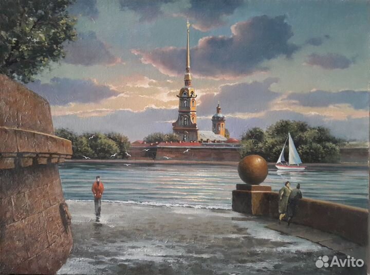 Городской пейзаж,Петербург, картина маслом