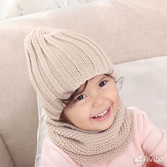 Комплект шапка и снуд детский новый