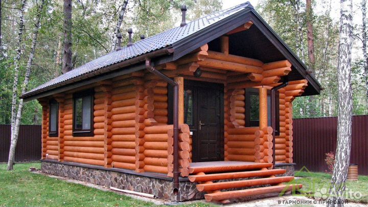 Сруб Кругляк зимний лес дома бани оцб профбус