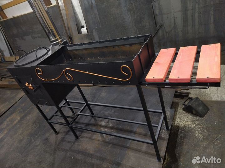 Мангал с печью под казан и полочкой