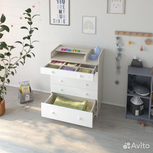 Комод Макс Сосна Касцина/Белый