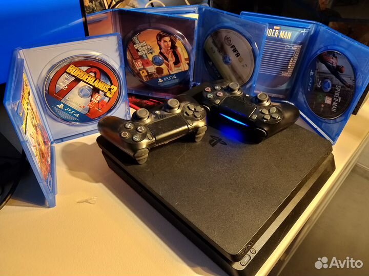Sony playstation 4 slim 500gb +4игры