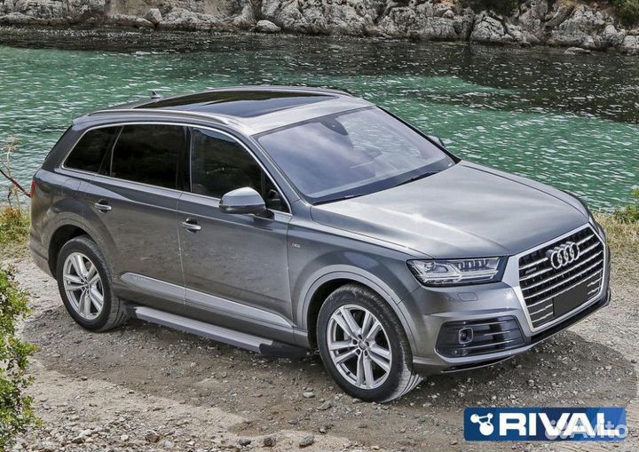 Пороги подножки Audi Q7 2015. Silver