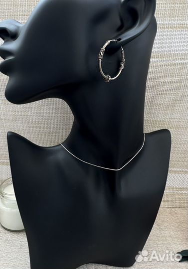 Симпатичные винтажные серьги колечки серебро 925