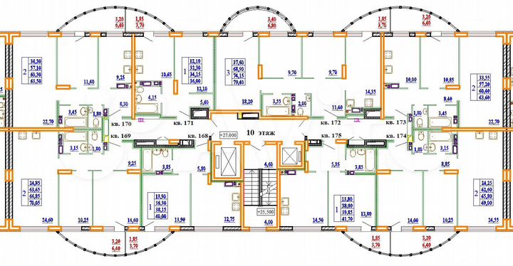 2-к. квартира, 70,1 м², 10/14 эт.