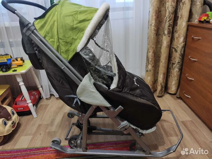 Детские санки коляска с колесами