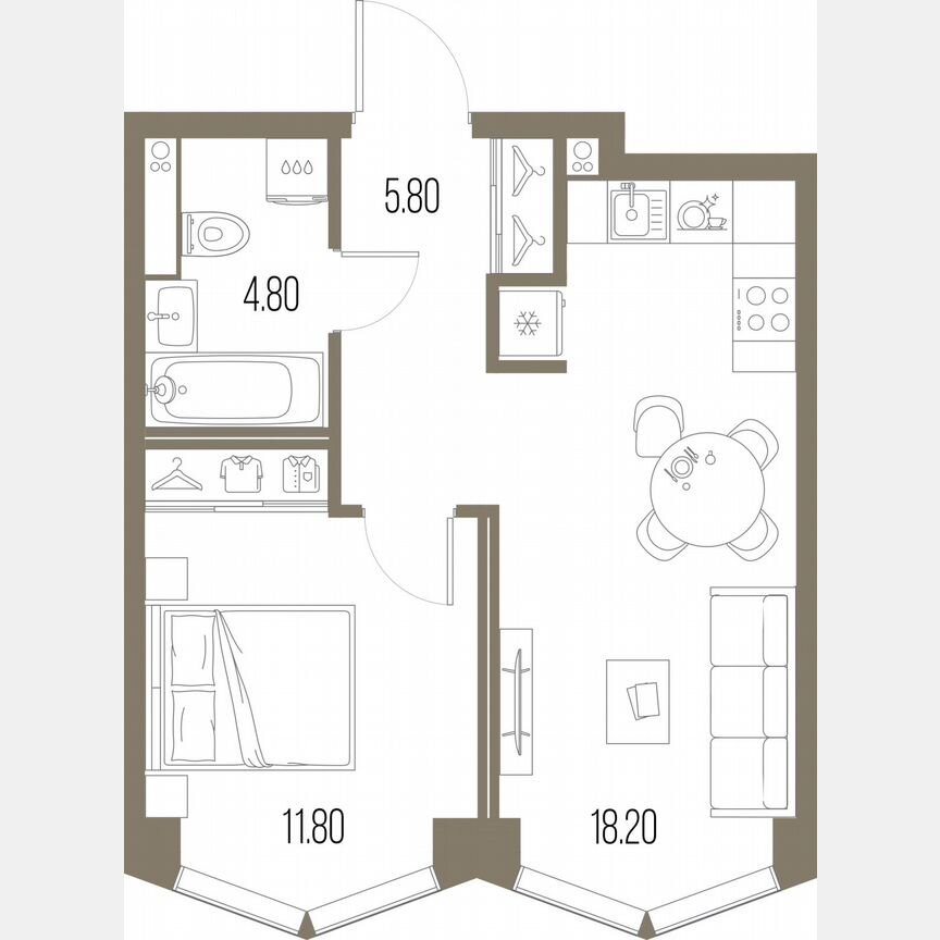 1-к. квартира, 40,6 м², 4/34 эт.