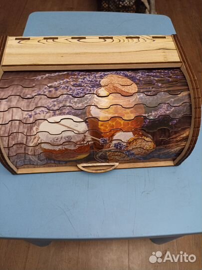 Хлебница деревянная с подносом