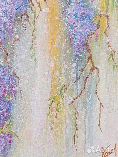 Картина маслом на холсте сирень 50х70