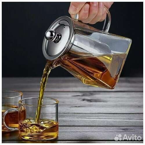 Заварочный стеклянный чайник пирамида