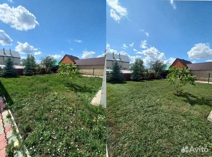 Покос травы триммером