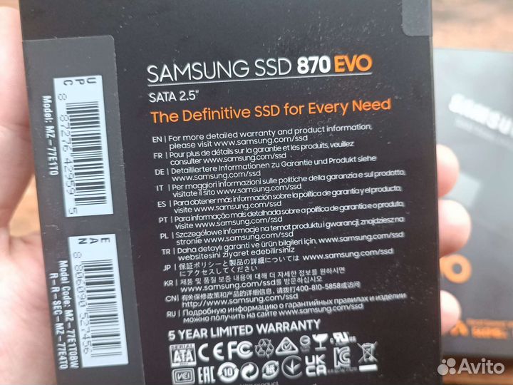 Ssd samsung 870 evo 1tb гарантия
