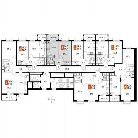 1-к. квартира, 35,4 м², 3/16 эт.