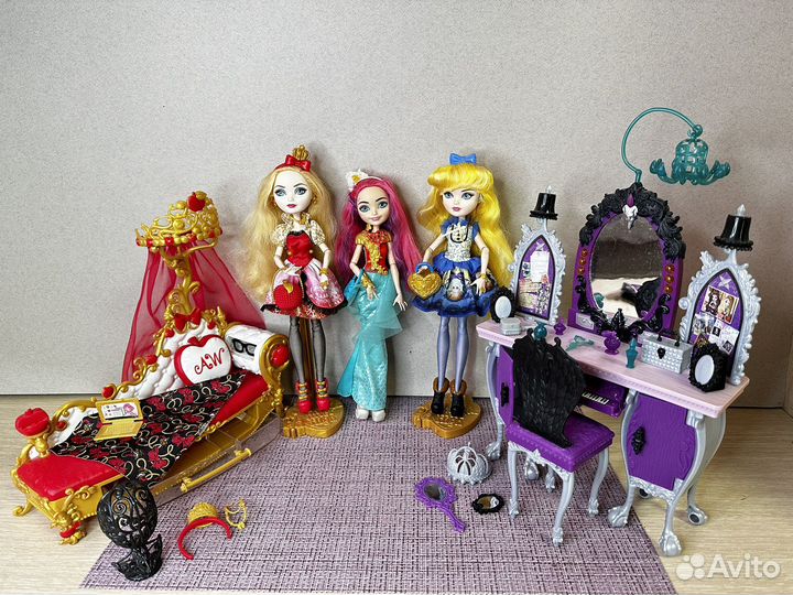 Эвер Афтер Хай, столик, кровать, куклы оригинал