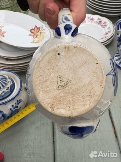 Гжель сахарница, Хайта, Коростень тарелки