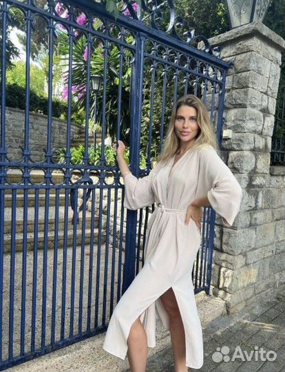 Халат женский пудровый