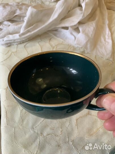 Чашки Дулево Малахитовое крытье золото