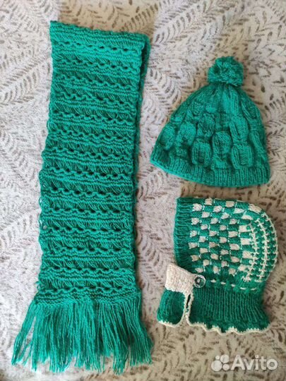 Шарф, шапки вязаные детские весенние осенние