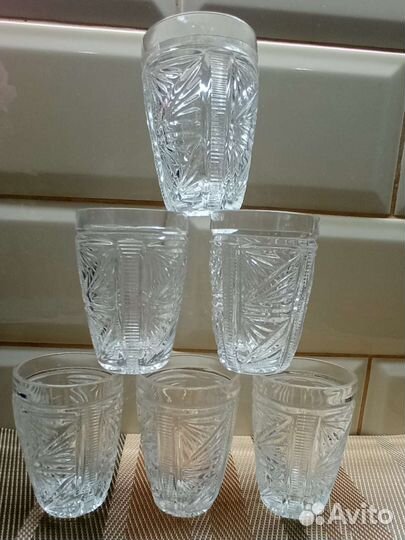 Хрустальные стопки,стопки купоросное стекло. СССР