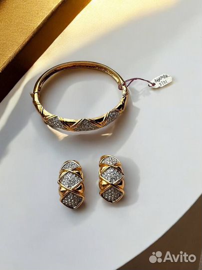 Винтажные новые клипсы и браслет биколор Butler