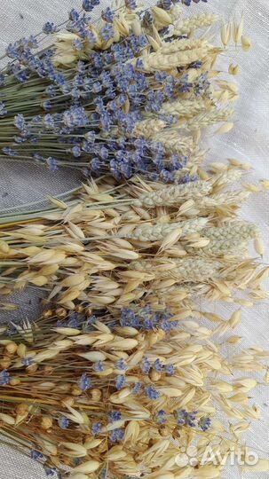 Букеты из пшеницы, льна, овса и лаванды